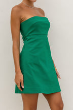 Green Strapless Mini Dress