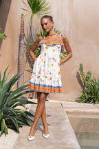 Multicolour Abstract Ruffle Mini Dress