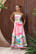 Pink Abstract Maxi Dress