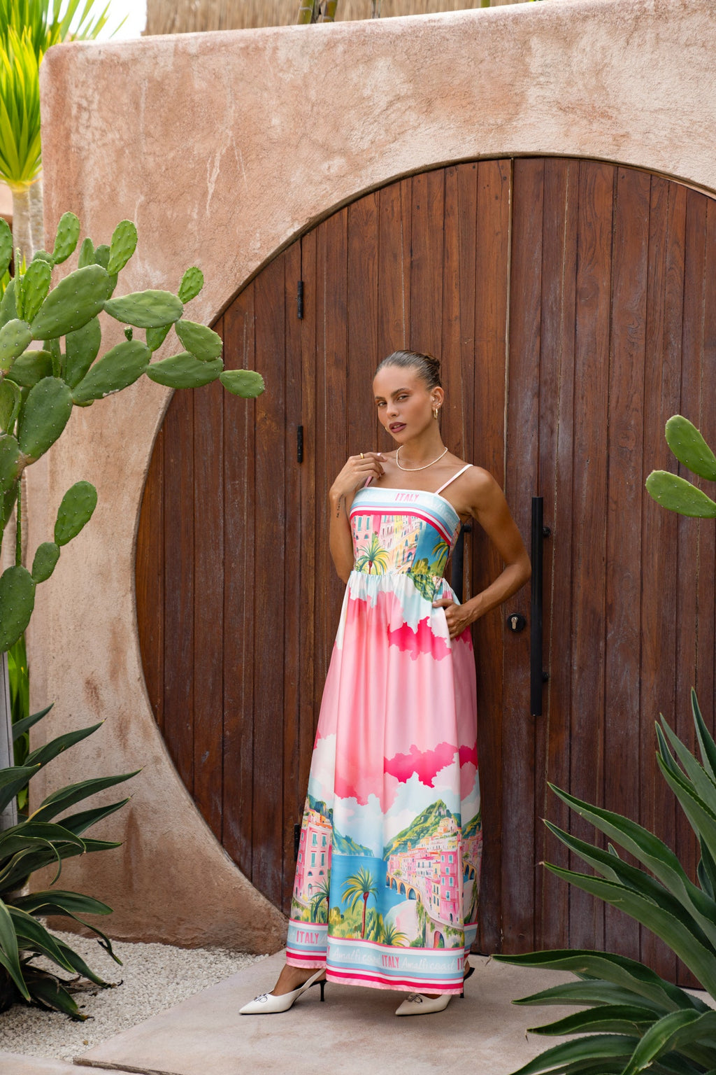 Pink Abstract Maxi Dress