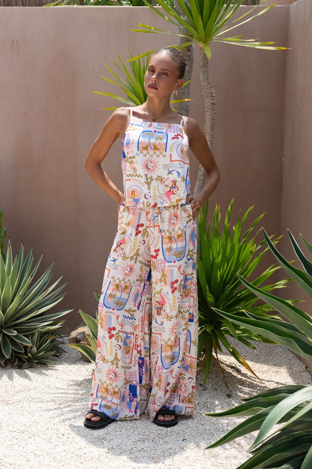 Abstract Wide Leg Pants