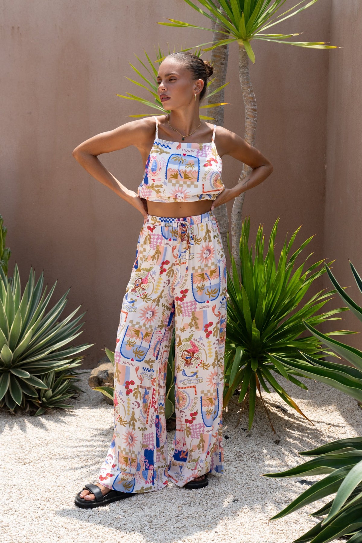 Abstract Wide Leg Pants