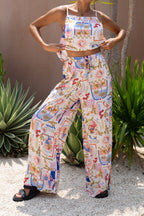 Abstract Wide Leg Pants