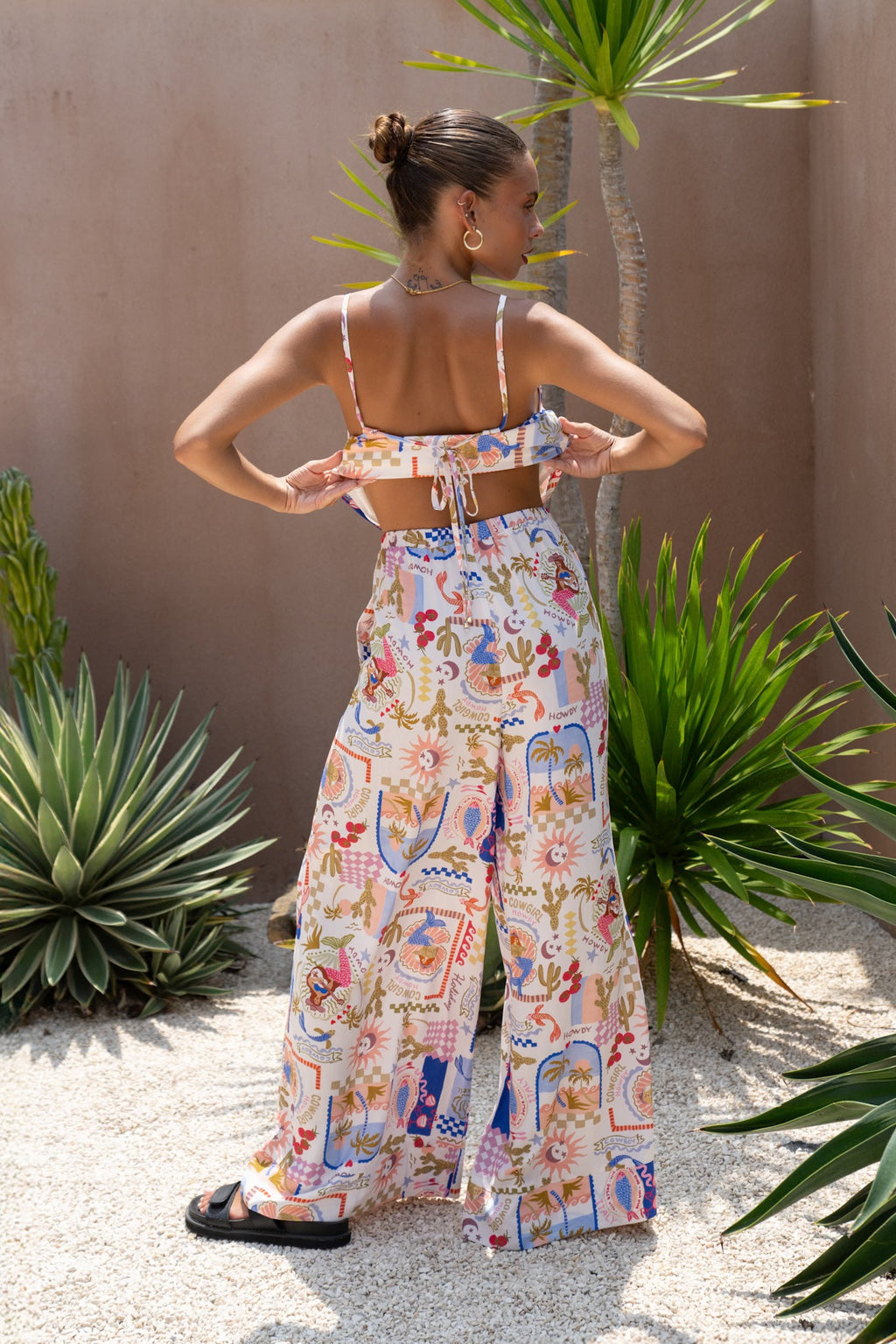 Abstract Wide Leg Pants