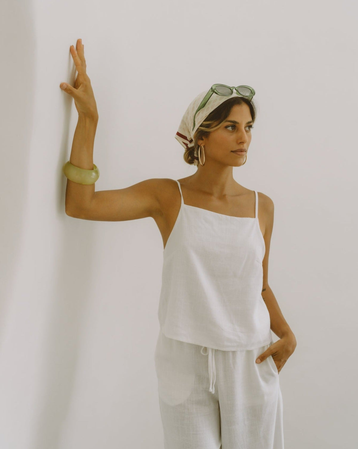 White Linen Cami Top