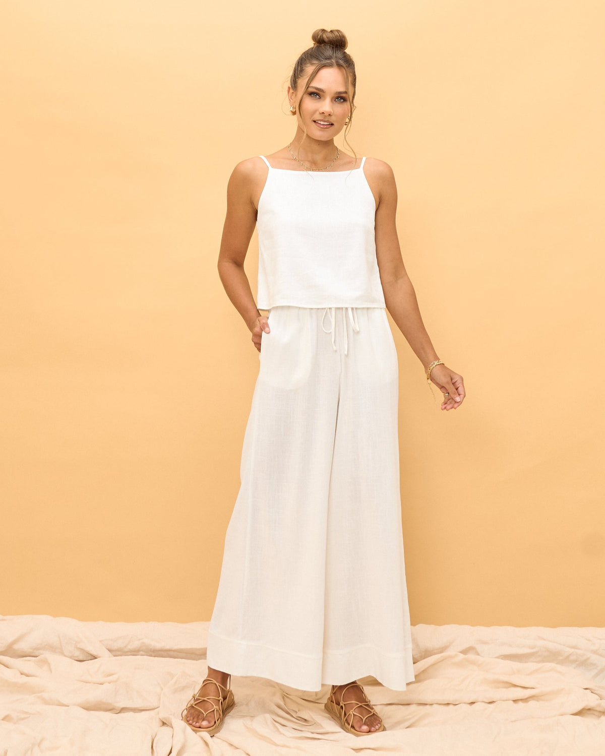 White Linen Cami Top