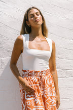 White Square Neck Top