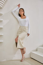 White Long Sleeve Knit Top