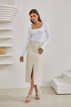 White Long Sleeve Knit Top