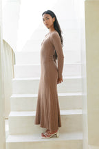 Mocha Long Sleeve Knit Maxi Dress