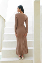 Mocha Long Sleeve Knit Maxi Dress