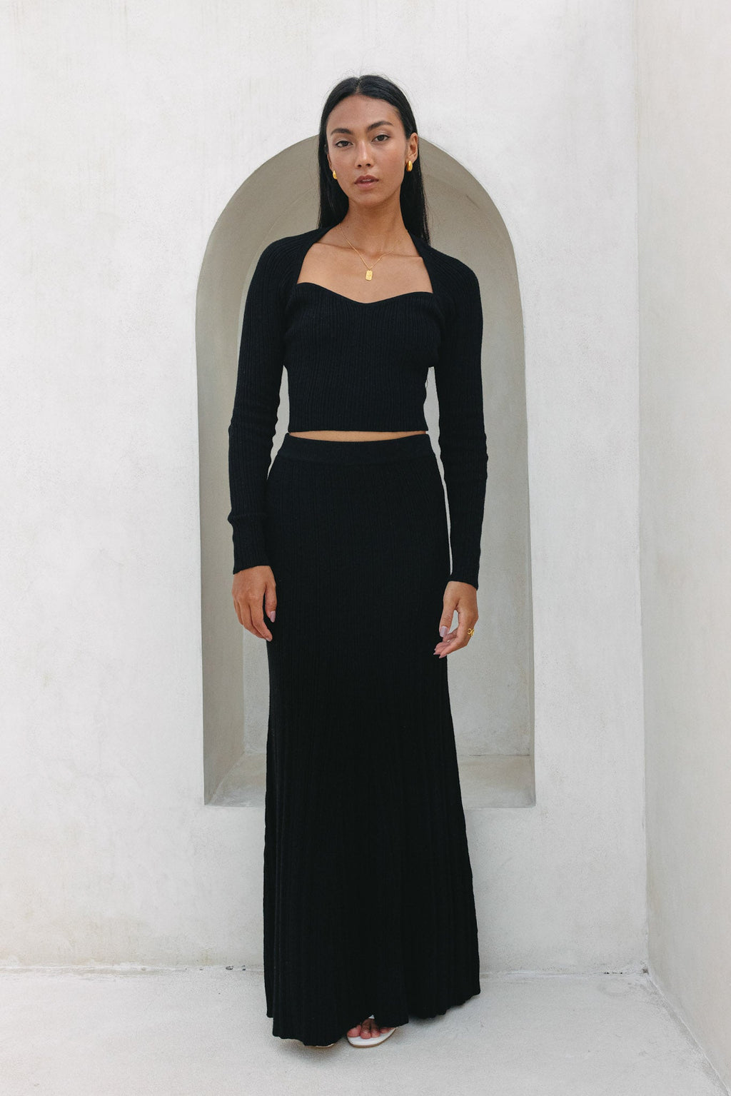 Black Knit Maxi Skirt