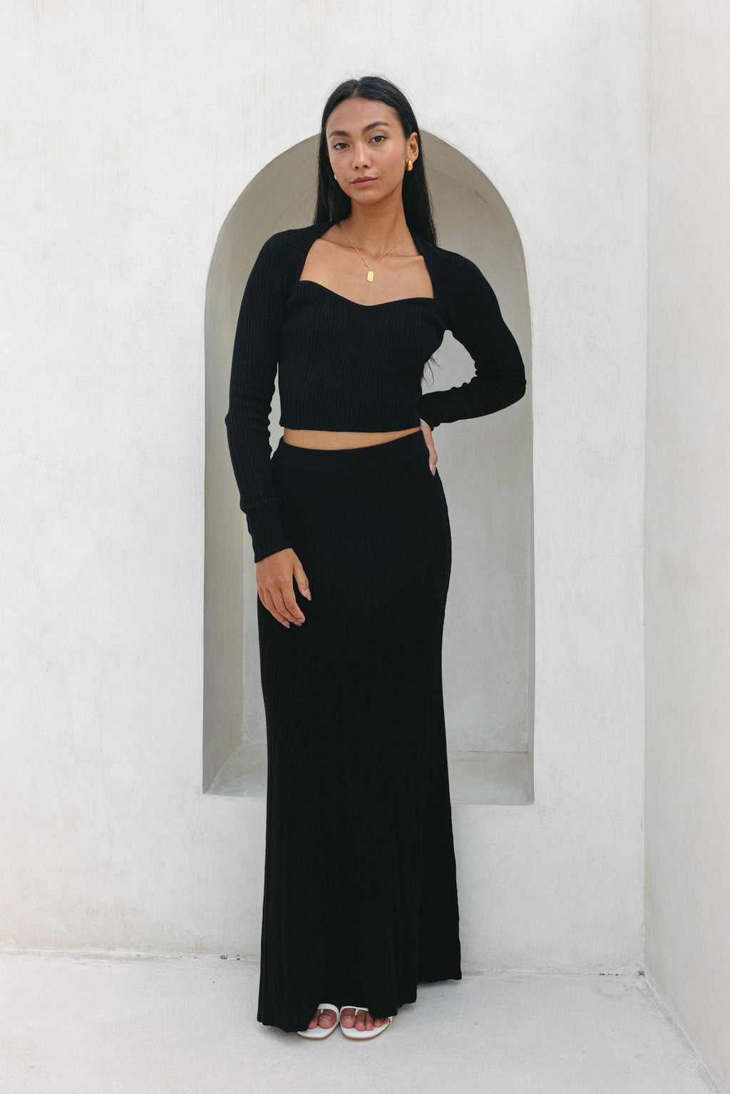 Black Knit Maxi Skirt