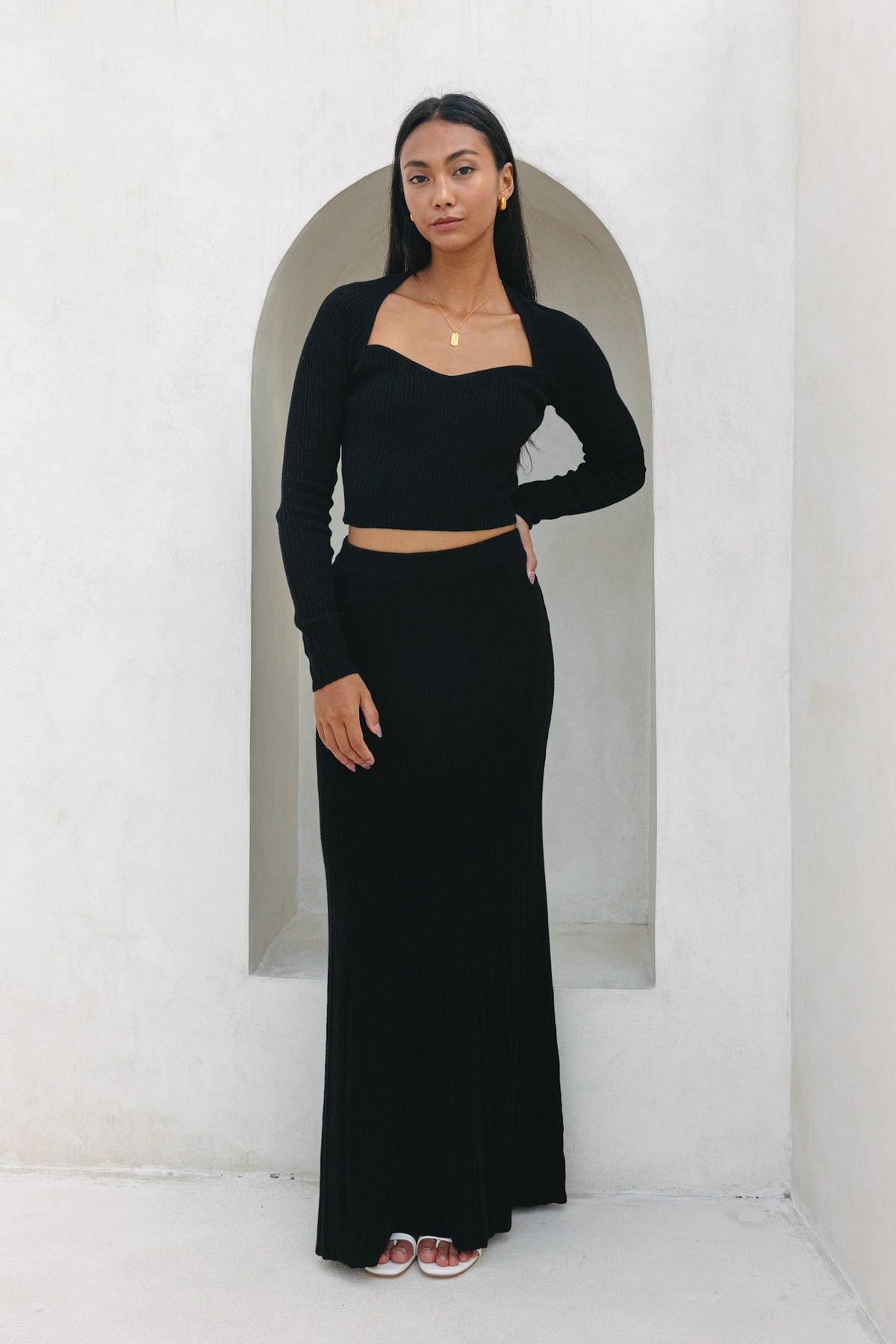 Black Knit Maxi Skirt