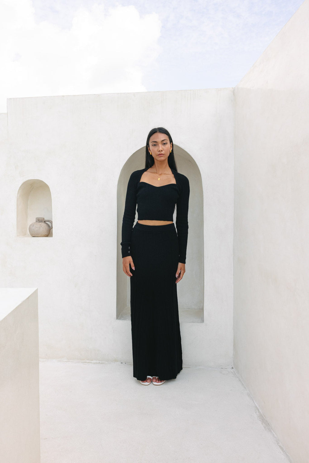 Black Knit Maxi Skirt