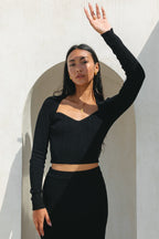 Black Long Sleeve Knit Top