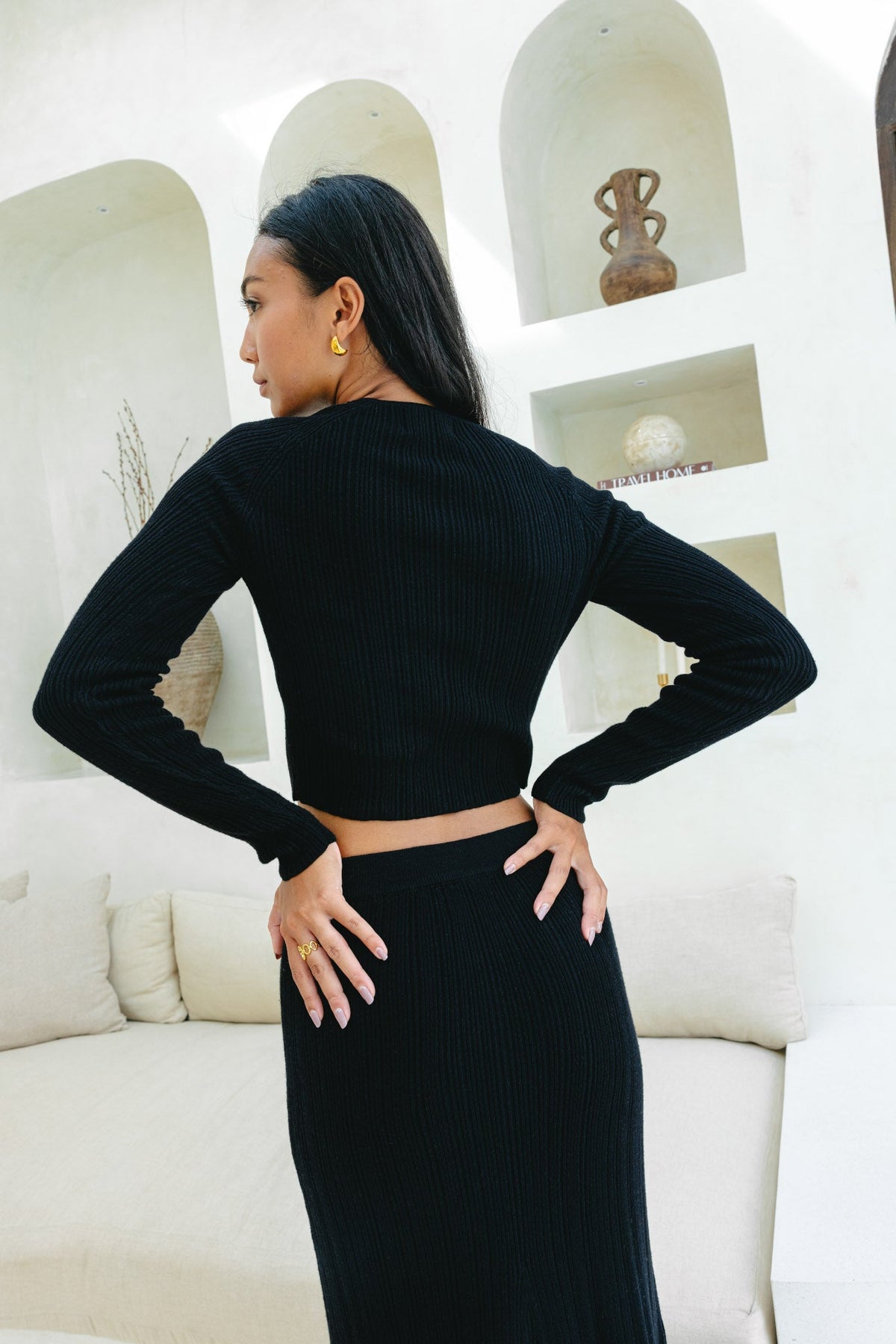 Black Long Sleeve Knit Top