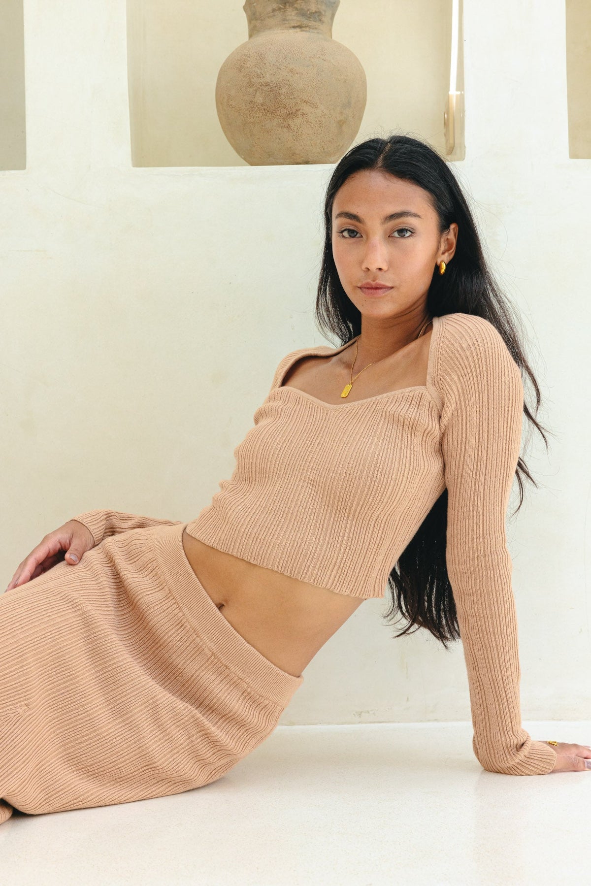 Mocha Long Sleeve Knit Top