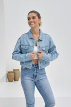 Blue Cropped Denim Jacket