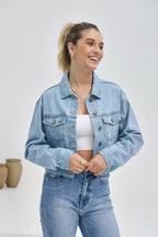 Blue Cropped Denim Jacket