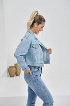 Blue Cropped Denim Jacket