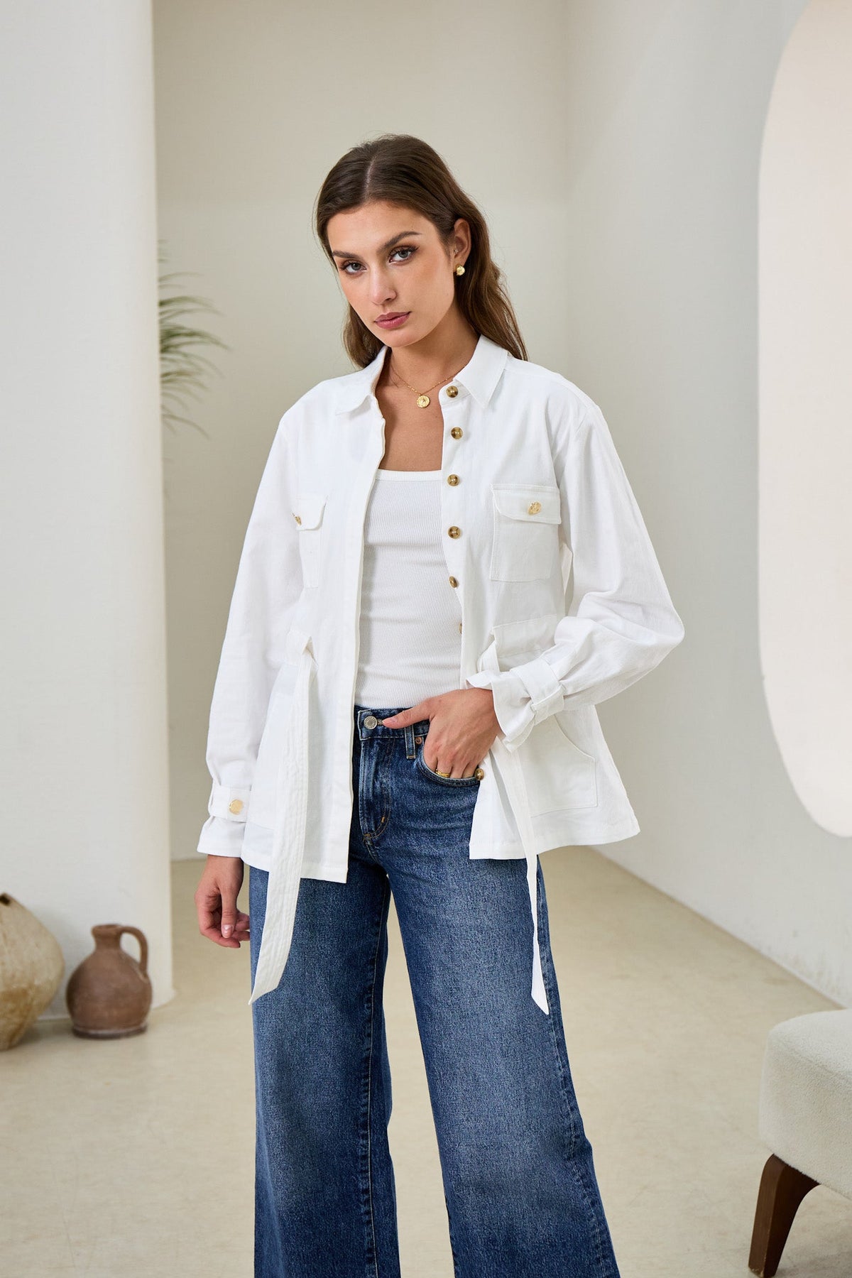 White Belted Jacket