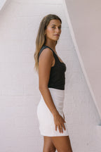 Black Square Neck Top