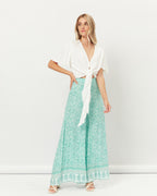 White Broderie Tie Front Crop Top