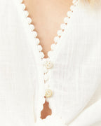 White Broderie Tie Front Crop Top