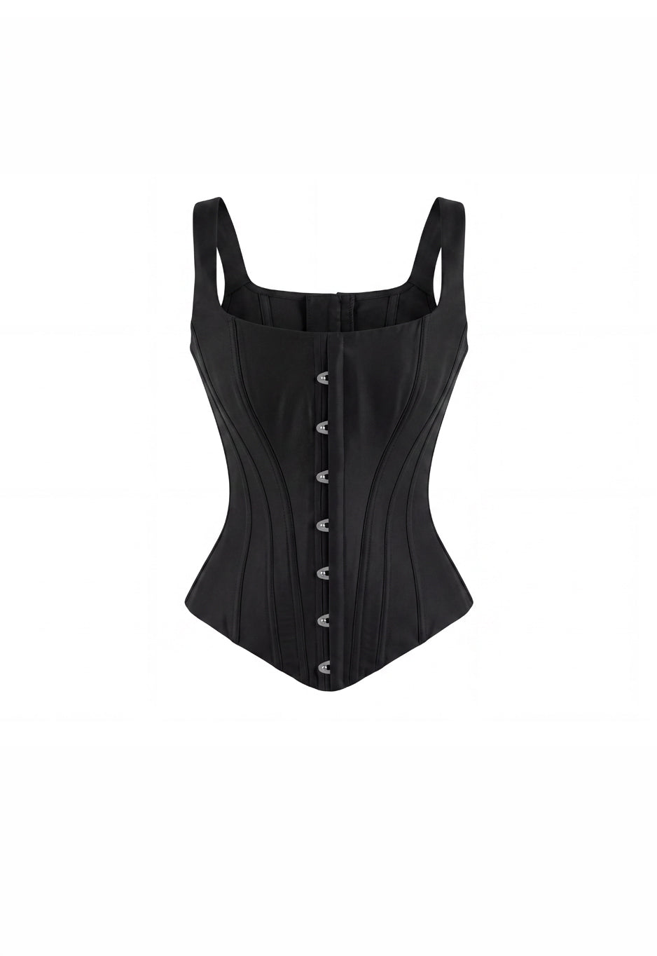 Milla Black Sculpting Low-Waist Corset Top with a Lace-Up Back
