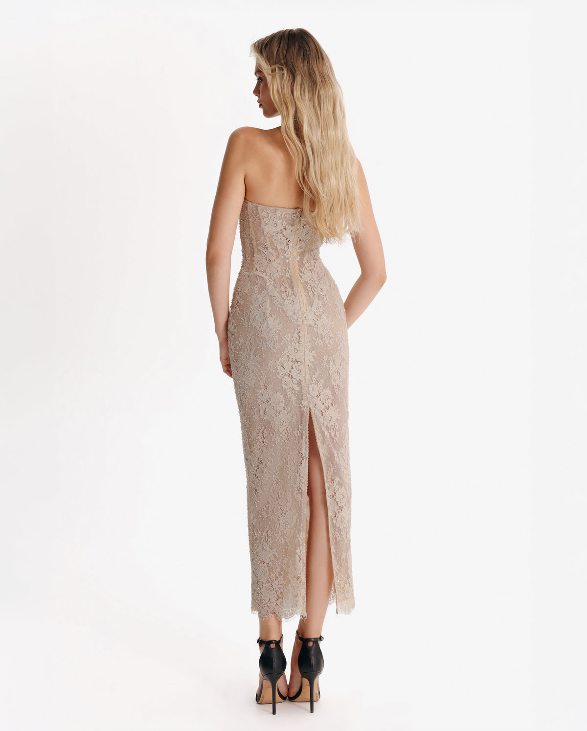 Removable-Black-Flower Sweetheart High-Slit Elegant Dress