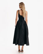 Adjustable-Lace-Up A-Line Drape Elegant Midi Dress