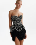 Black Mesh Gem Embroidery Sculpt Corset