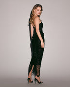 Black Sequins Evening Midi Skirt