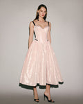 Blush Black Contrast Taffeta Corset Midi Dress