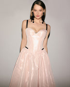 Blush Black Contrast Taffeta Corset Midi Dress