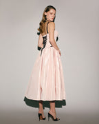 Blush Black Contrast Taffeta Corset Midi Dress