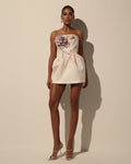 Tea Rose Print Satin Corset Mini Dress