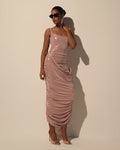 Liquid Rose Gold Fitted Midi Dress