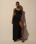 Deep Black Italian Mesh Refined Dress