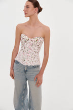 Lace-Trim Bow Lace-Up Romantic Corset