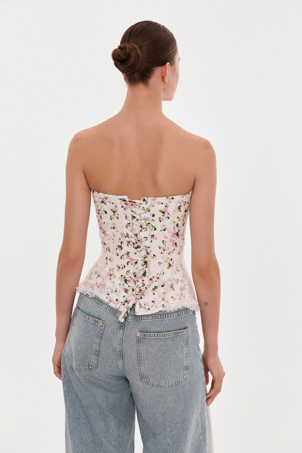 Lace-Trim Bow Lace-Up Romantic Corset
