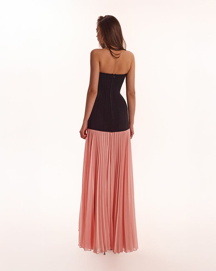 Black Pink Two-Piece Strapless Dress