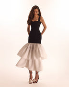 Wide Strap Fitted Detachable Ruffle Dress