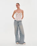 Lace-Trim Bow Lace-Up Romantic Corset