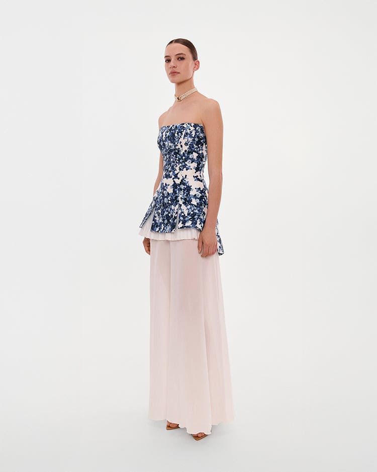 Mini-Maxi Switch Elegant Blue Floral Dress