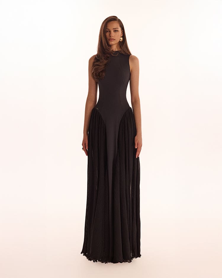 Timeless Elegant Black Chiffon Maxi Dress