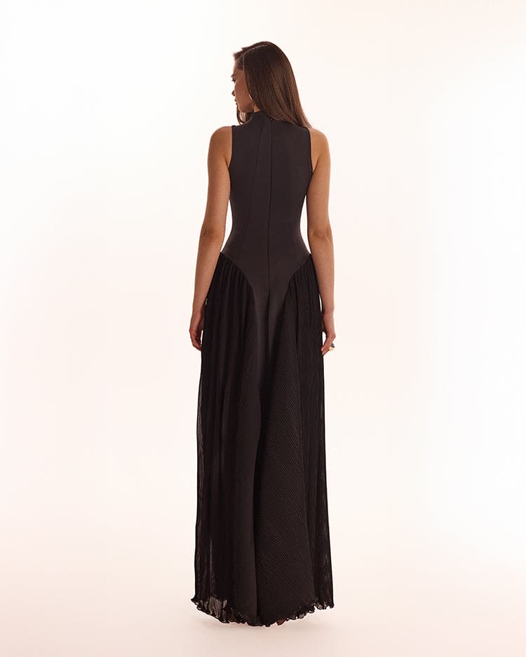 Timeless Elegant Black Chiffon Maxi Dress