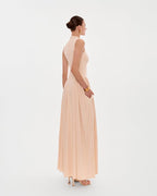 Fitted-Pleated A-Line Nude Formal Dress