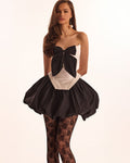 White Taffeta Geometric Bow Corset Top